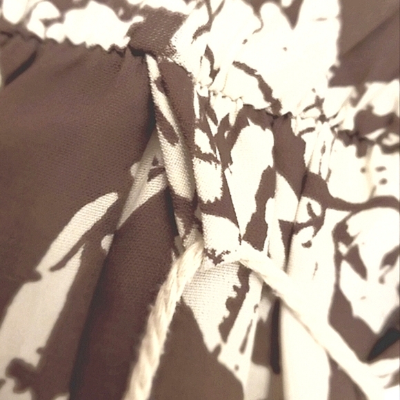 PAPAYA FLORAL TUNIC BOHO MINIDRESS SHORT SLEEVE BROWN WOMENS SMALL - Picture 7 of 9